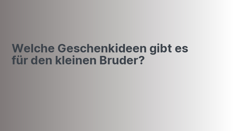 Welche Geschenkideen gibt es für den kleinen Bruder?